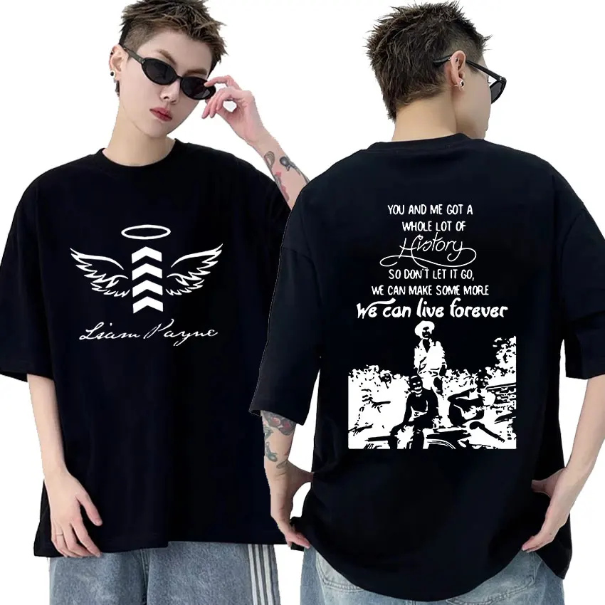 Retro Liam Payne We Can Live Forever 2024 Album Print T Shirts Men's Hip Hop Fashion Oversized Cotton T-shirt Unisex Streetwear