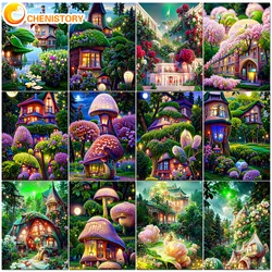 CHENISTORY Painting By Numbers Fairy Tale House Paint Canvas Picture Oil Painting By Number Hand Painted For Adults Home Decor