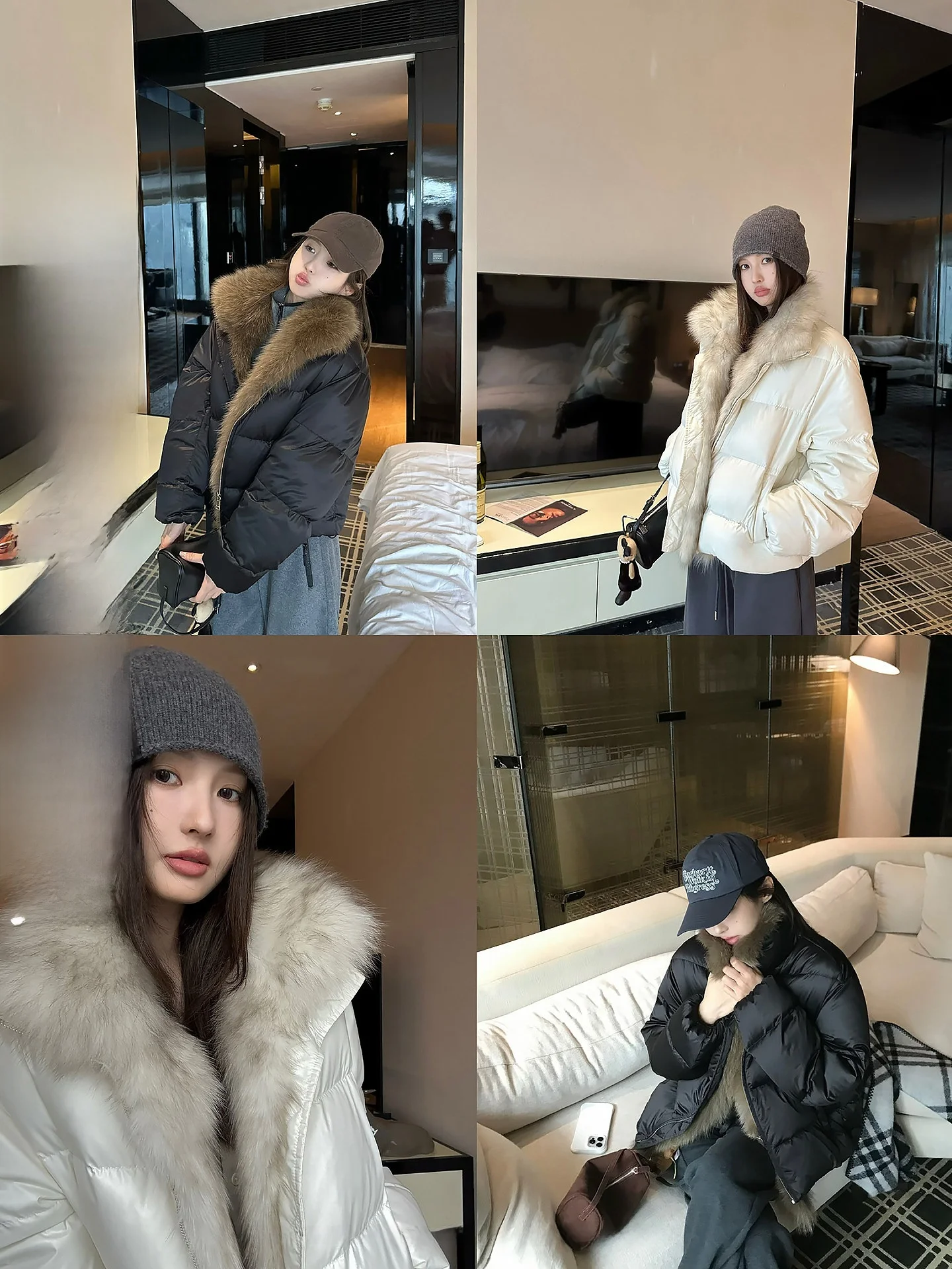 

NingSi Women's down Jaet White Du Feather Collar Loose Fit Zipper Thi Outerwear Casual Sle Winter 2025 New Arrival