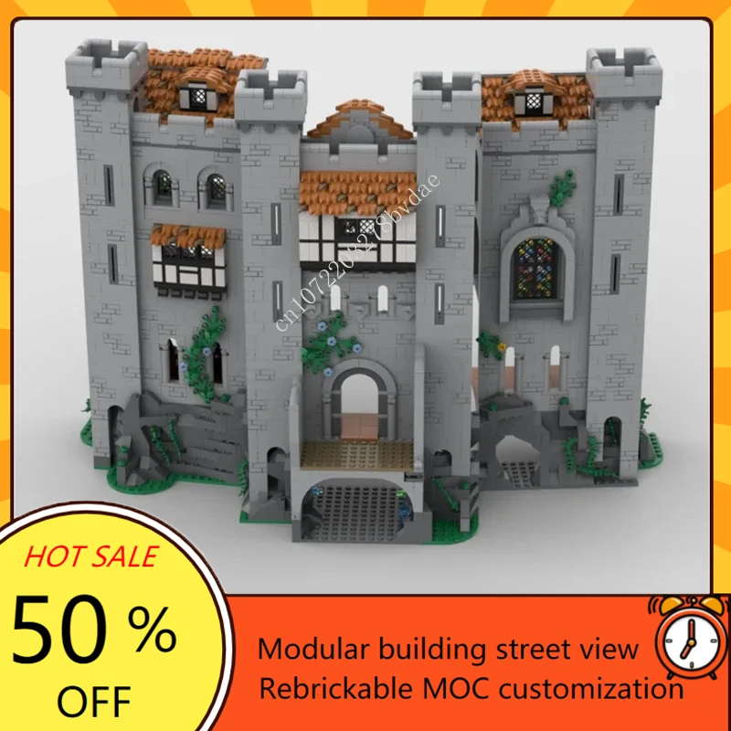 Customized MOC Medieval Lion Knight Castle Court Yard Model Custom Puzzles Technology DIY Assembly Birthday Toys Holiday Gifts