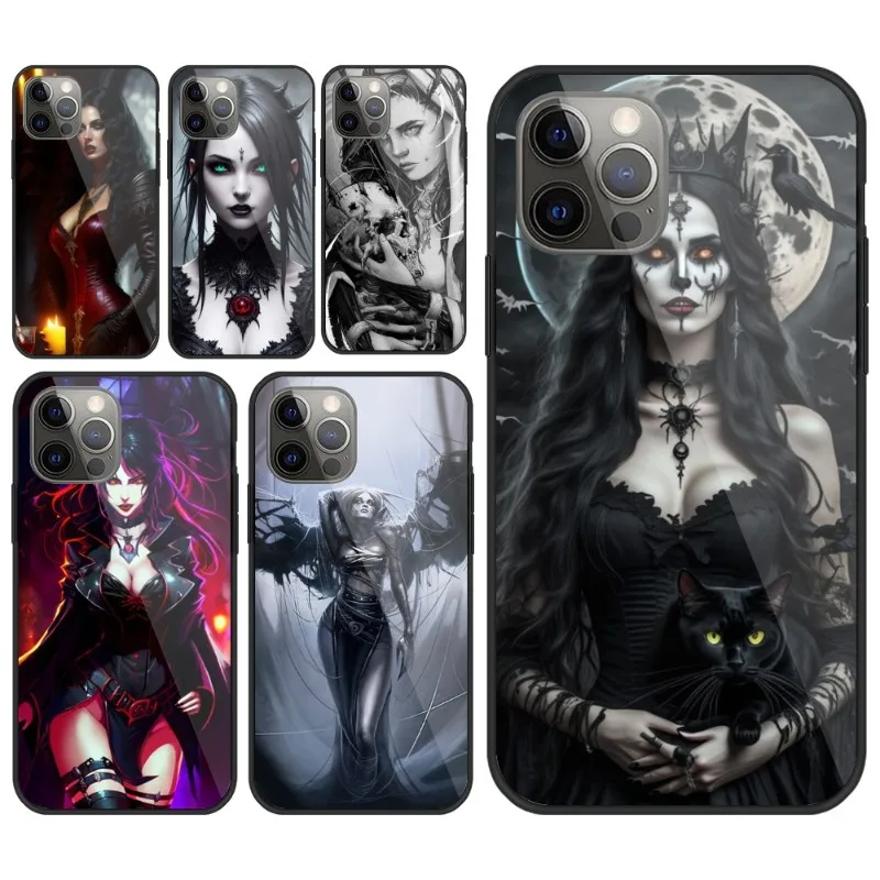 Royal Vampire Queen Smart Phone Case for iPhone 15 14 13 12 11 XS X 8 7 6 Plus Mini Pro Max SE 2022 PC Glass Phone Cover Funda