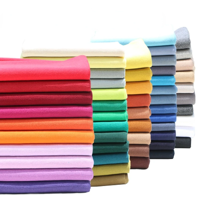 20X 110cm Hot Sale 2mmx2mm Cotton Solid Knitted Rib Cuff Stretchy Fabric, for DIY Sewing Clothing Making Accessories Cloth