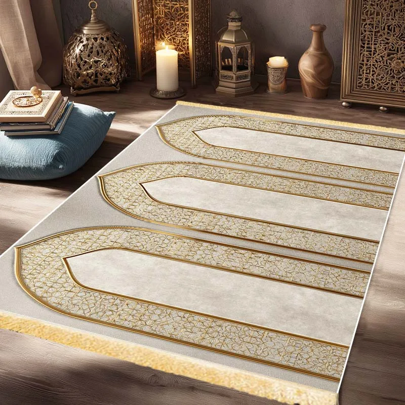 

Молитвенный коврик VIKAMA в исламском стиле класса люкс для нескольких человек, прочный мусульманский молитвенный коврик для дома, портативный декоративный напольный коврик