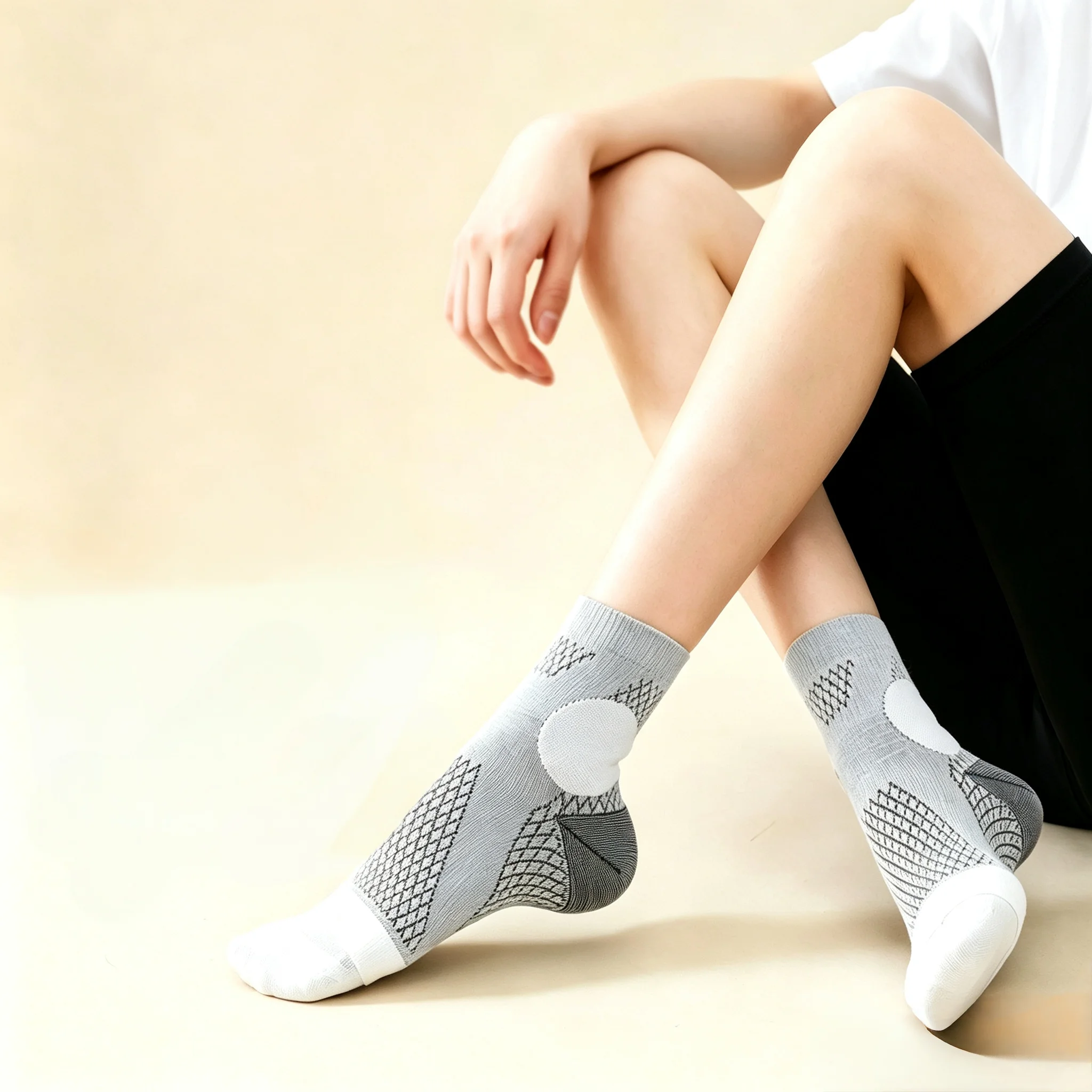1Pair Ankle Compression Socks,Compression Foot Sleeves with Arch And Ankle Support,Open-Toe Design Neuropathy Socks