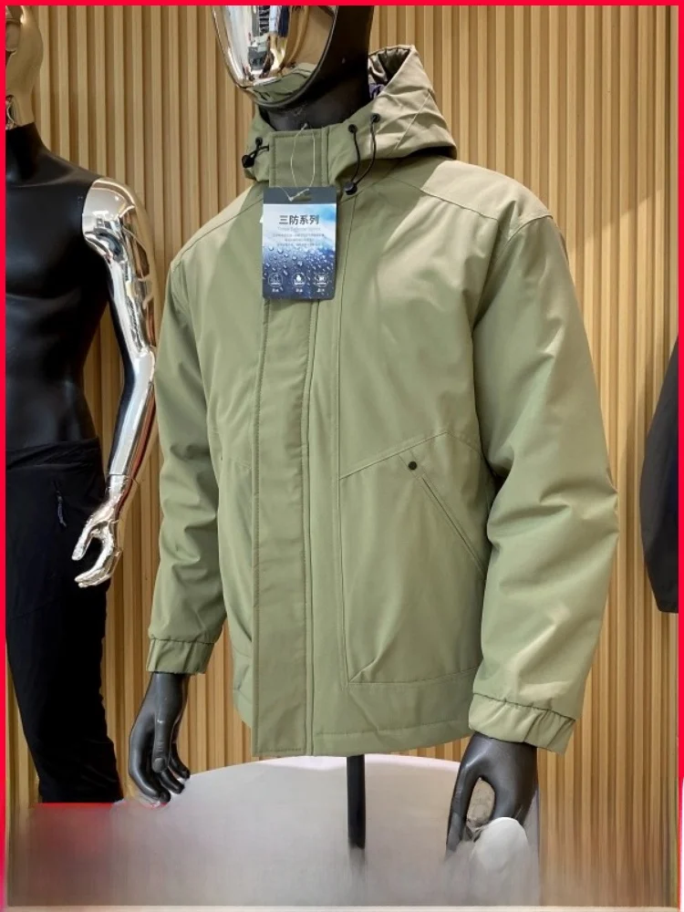 

Outdoor Men's Winter New Arrival Warm Cotton Jaet Polyester Fiber Fill Loose Fit Zipper Decorated Tee-Proof Fabric