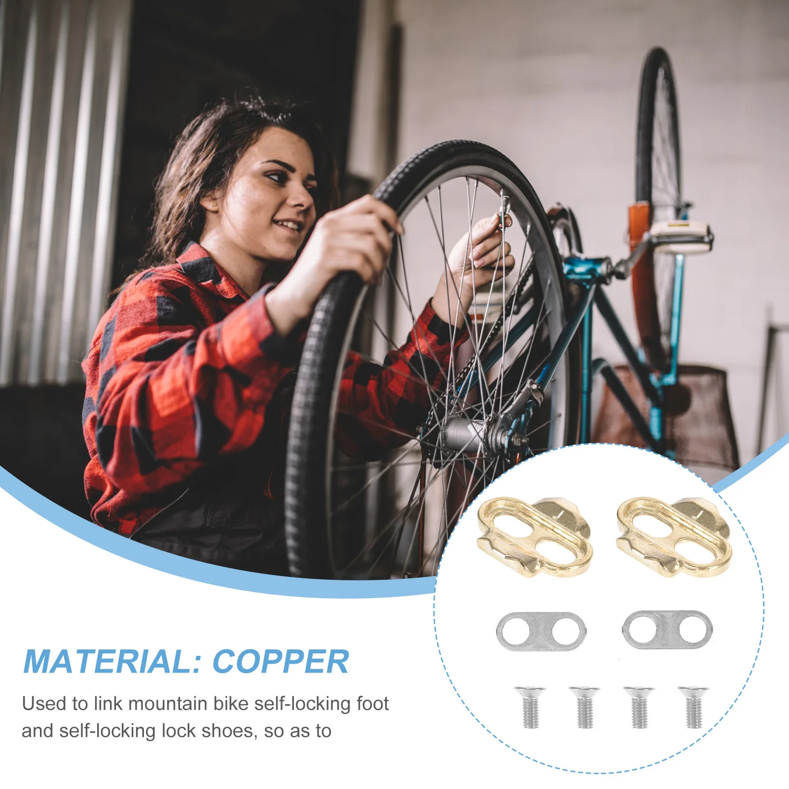 

1 Pair Self-Locking Pedal Cleat Cycling Pedal Accessories Set for Mountain Bike Clip-in Clips Kit High Power Transfer Golden