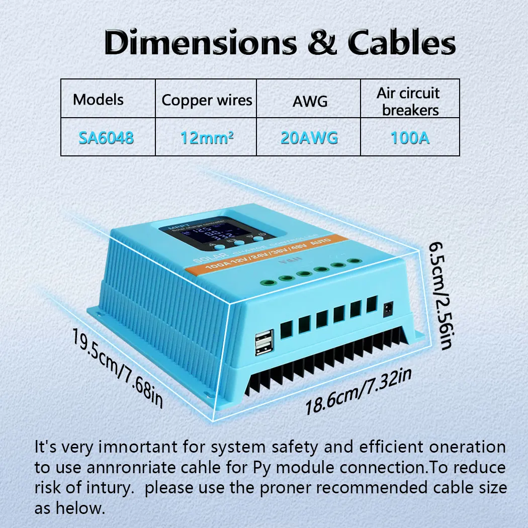 Y & H MPPT 60A 80A 100A الشمسية جهاز التحكم في الشحن 12 فولت 24 فولت 36 فولت 48 فولت شاشة الكريستال السائل لوحة طاقة شمسية بطارية منظم ذكي #6