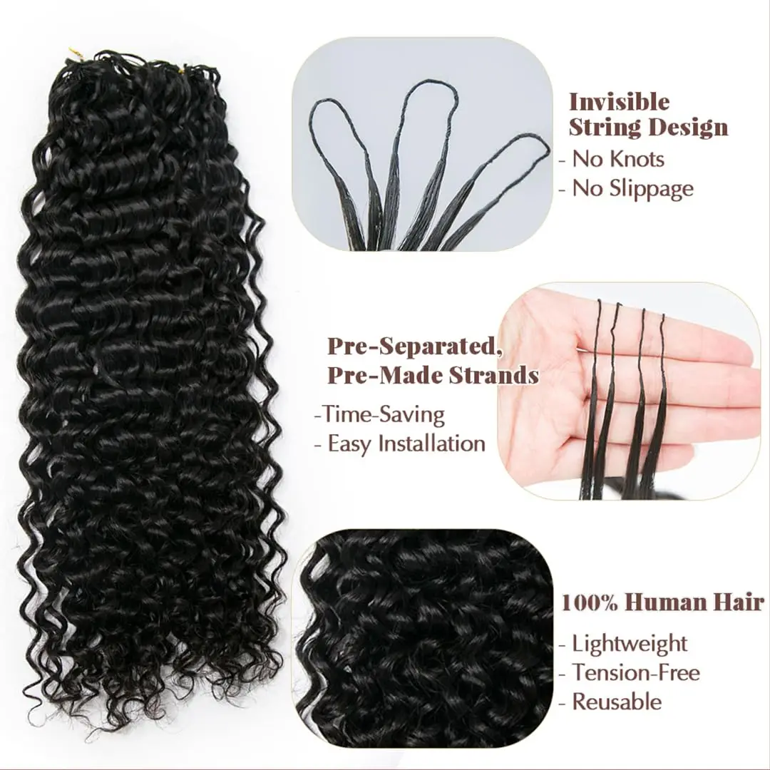 Kuin Pre-Separated Human Crochet Hair Water Wave Crochet Human Hair Extensions Feather Crochet Human Hair Knotless Crochet Hair