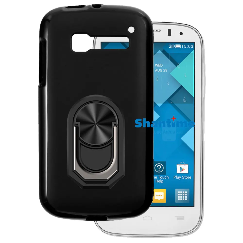 Luxury Shockproof Ring Holder For Alcatel One Touch POP C5 Case Soft Silicone TPU Protective Holder Cover