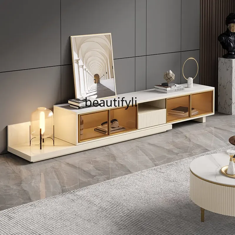 

Italian Stone Plate TV Cabinet Living Room Locker Light Luxury Modern Modern Floor Cabinet Combination