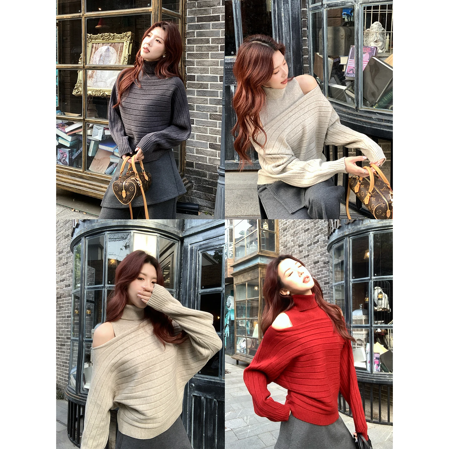 

Сладкий и пикантный комплект из двух предметов: вязаный жилет с высоким воротником и длинными рукавами, женская зимняя повседневная одежда, смесь полиэстера и нейлона