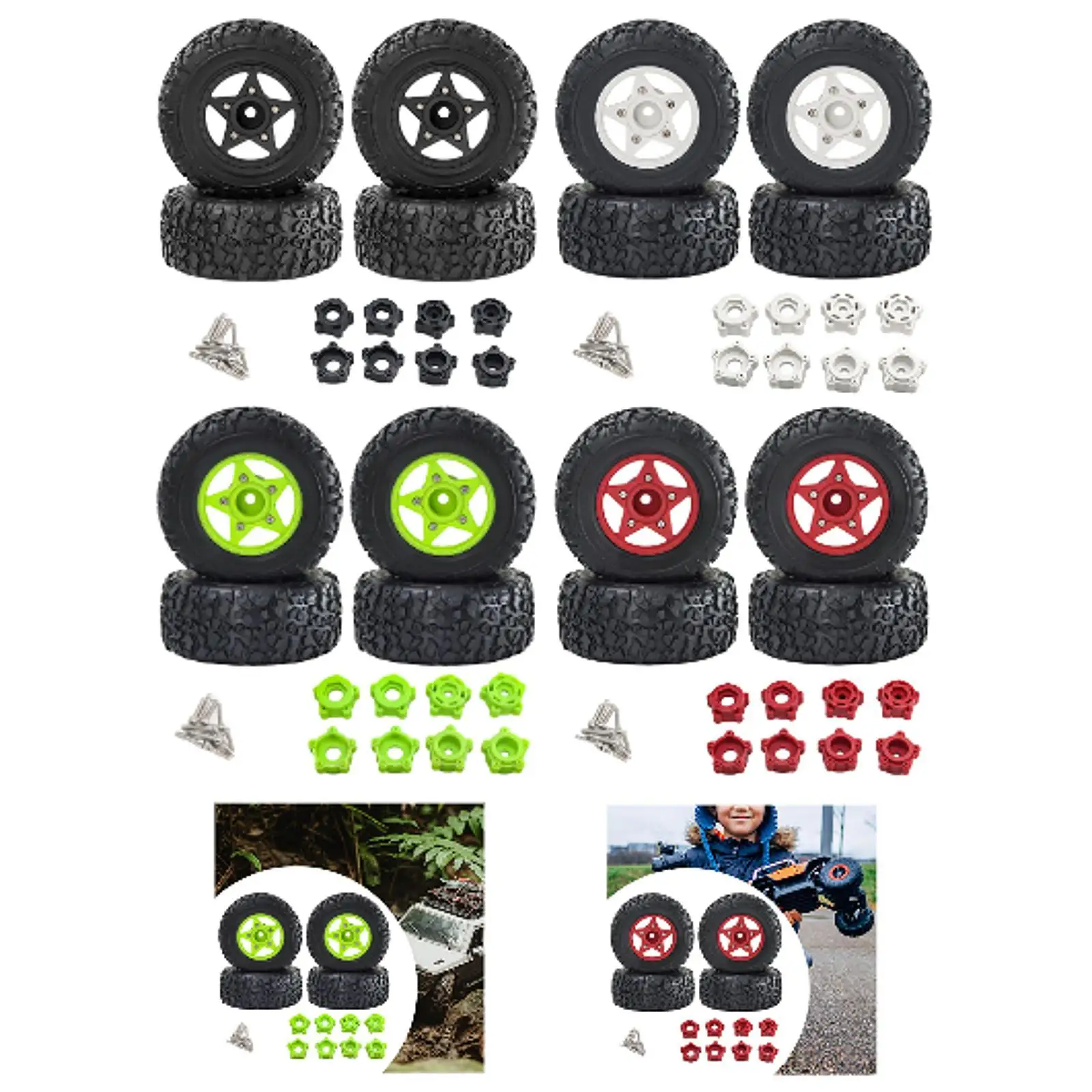 

4x RC Wheels and Tires for 1/10 or 1/8 RC Crawler Car Model Trucks DIY Accs