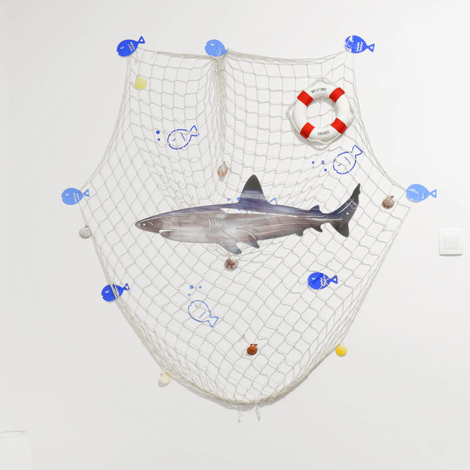 

Stainless Steel Shark Wall Decor Hanging Ornament Compact Size Fashionable Home Garden Decoration Metal Art Craft