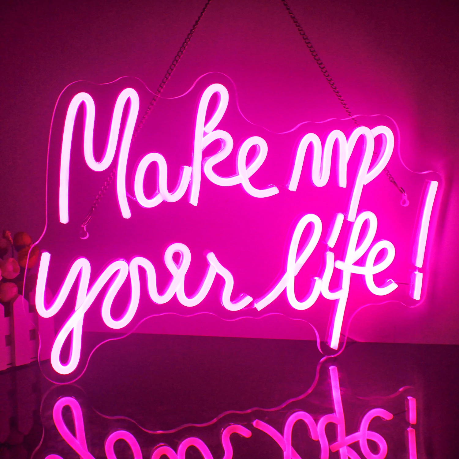 

Pink Make Up Your Life Neon Sign Wall Decor Dimmable Letter Pink Led Signs Girls Makeup Room Bedroom Decor Beauty Salon Room