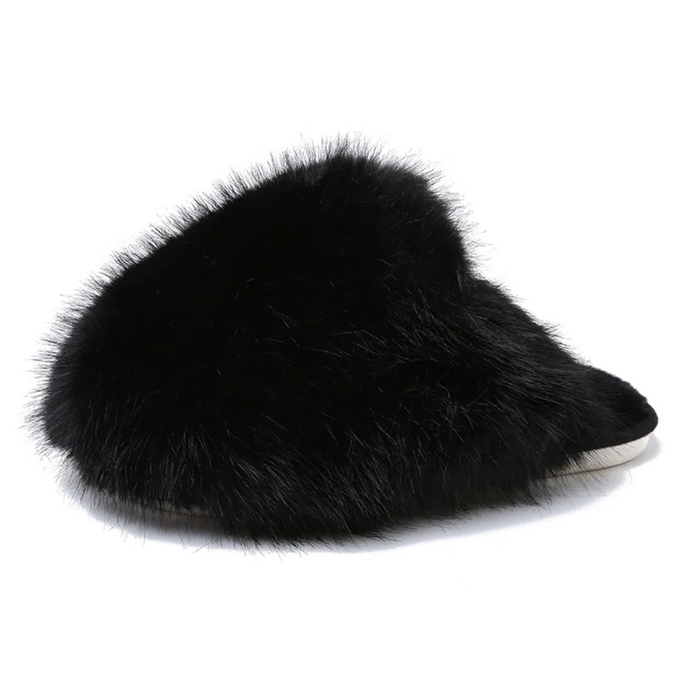 Winterfellige Damen-Hausschuhe, bequeme Flip-Flops, flache Pantoffeln, Indoor-Schlafzimmer-Plüschschuhe für Damen – Detail 30