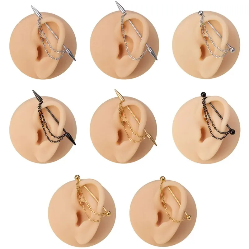 1 Pc New Simple Lever Ear Piercing Fashion Personality One Word Chain Earrings Korean Small Fresh Forest Earrings