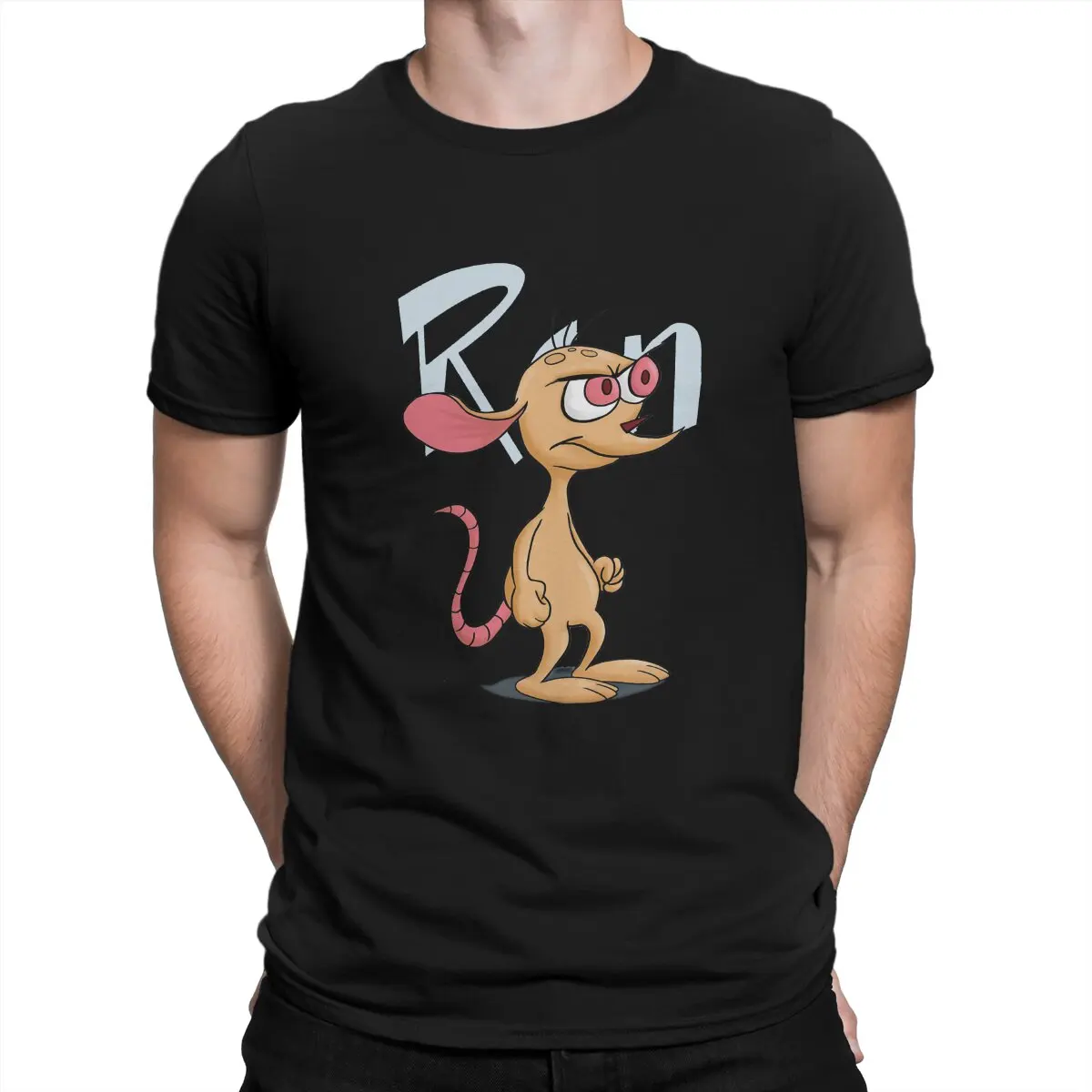 Movie Ren And Stimpy Ren Hoek T Shirt Grunge Men's Tees Summer Clothing Harajuku Crewneck Polyester TShirt