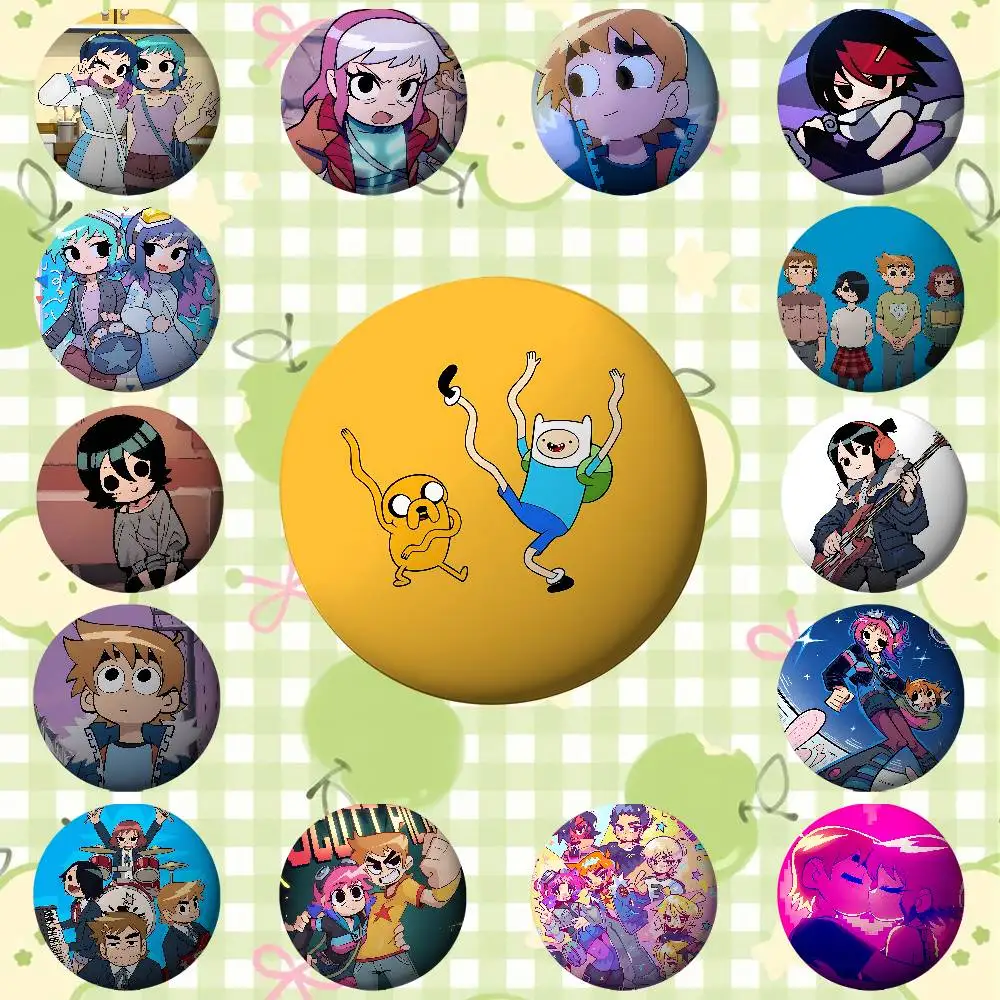 

Scott Pilgrim Takes Off Badges Round Brooch Cute Cartoon Idol Cosplay Badges DIY Backpack Clothing Accessories Jewelry Pins