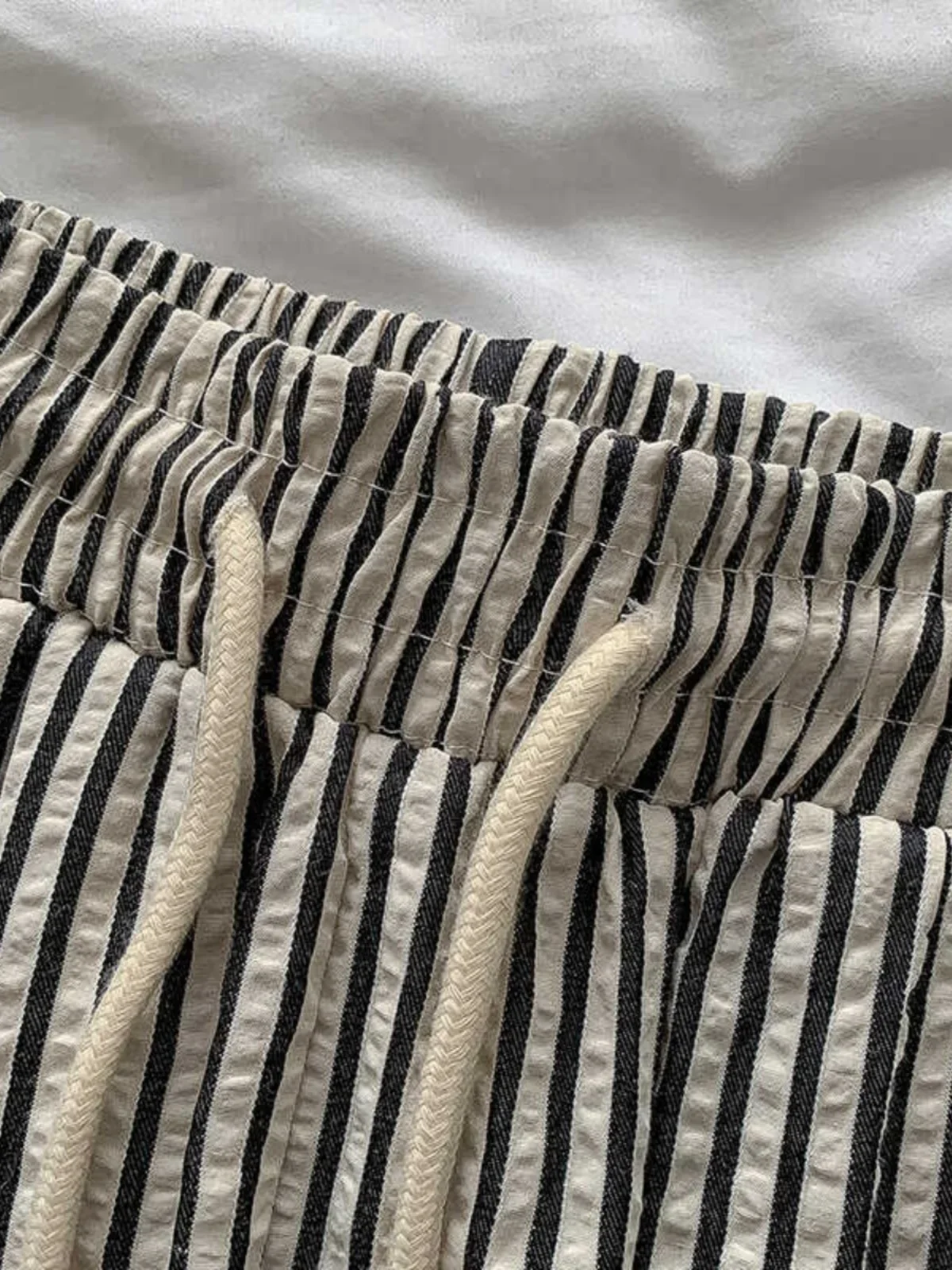 2025 Summer Elastic High Waist Versatile Thin Straight Long Pants Korean Series Idle Sle Stripe Drape Casual Pants Women