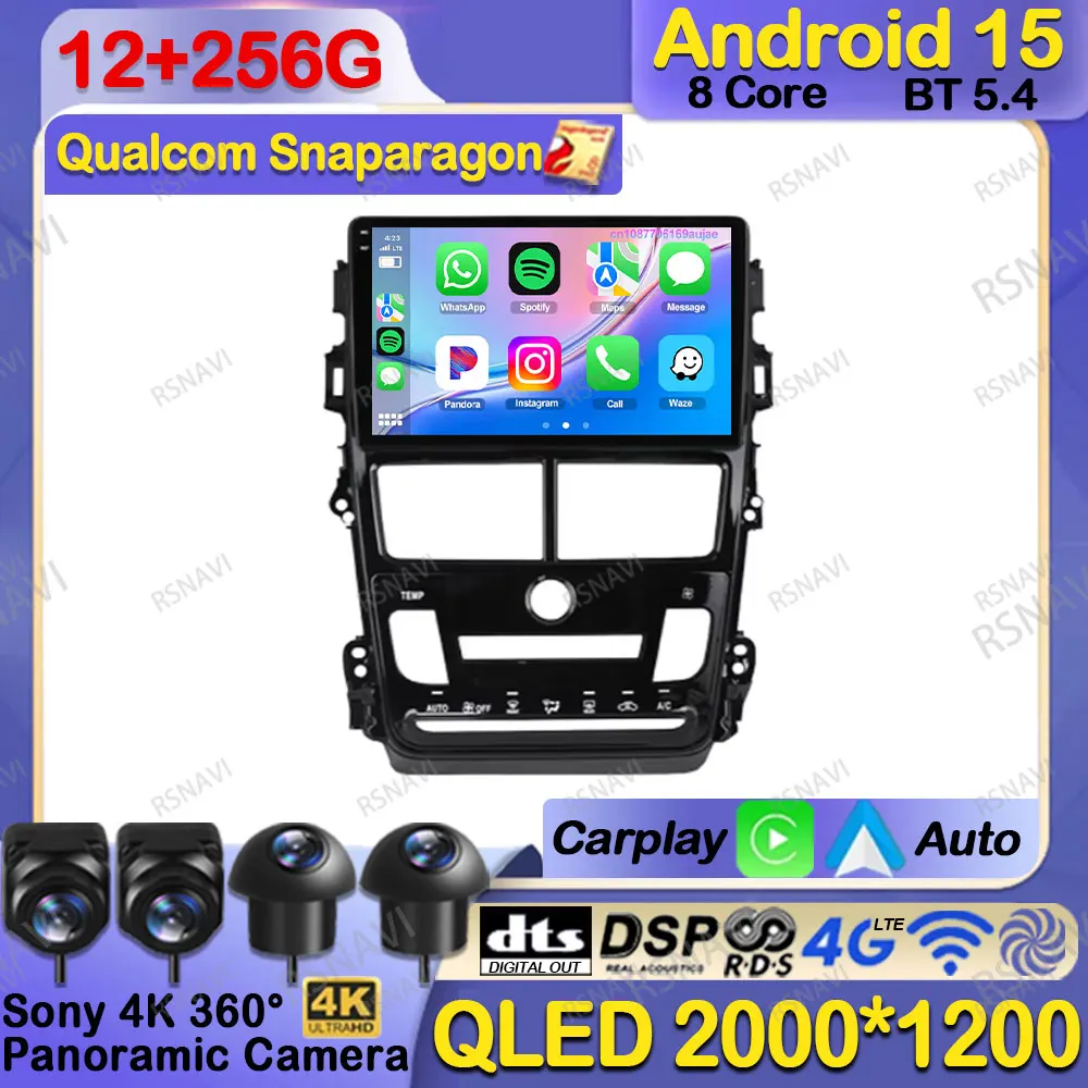 

Android 15 Car Radio For Toyota Vios Yaris 2018 2019 2020 Qualcomm DVD Navigation 360 Camera Viedo Player WIFI+ 4G LTE AUTO QLED