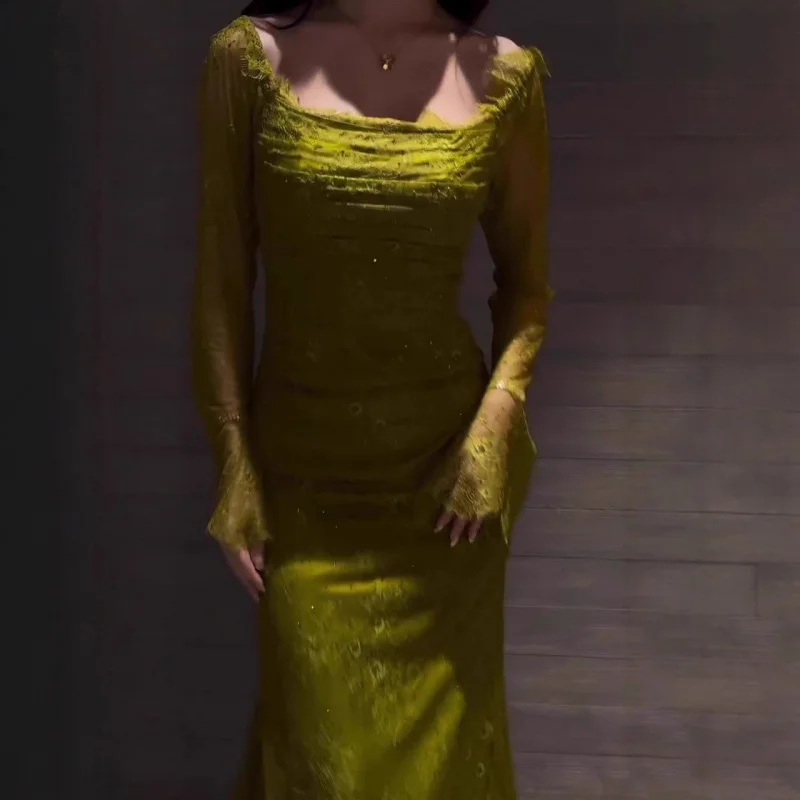 

2025New Autumn Style Slim Fit Luxurious Soft Long Sleeve Elegant Dress