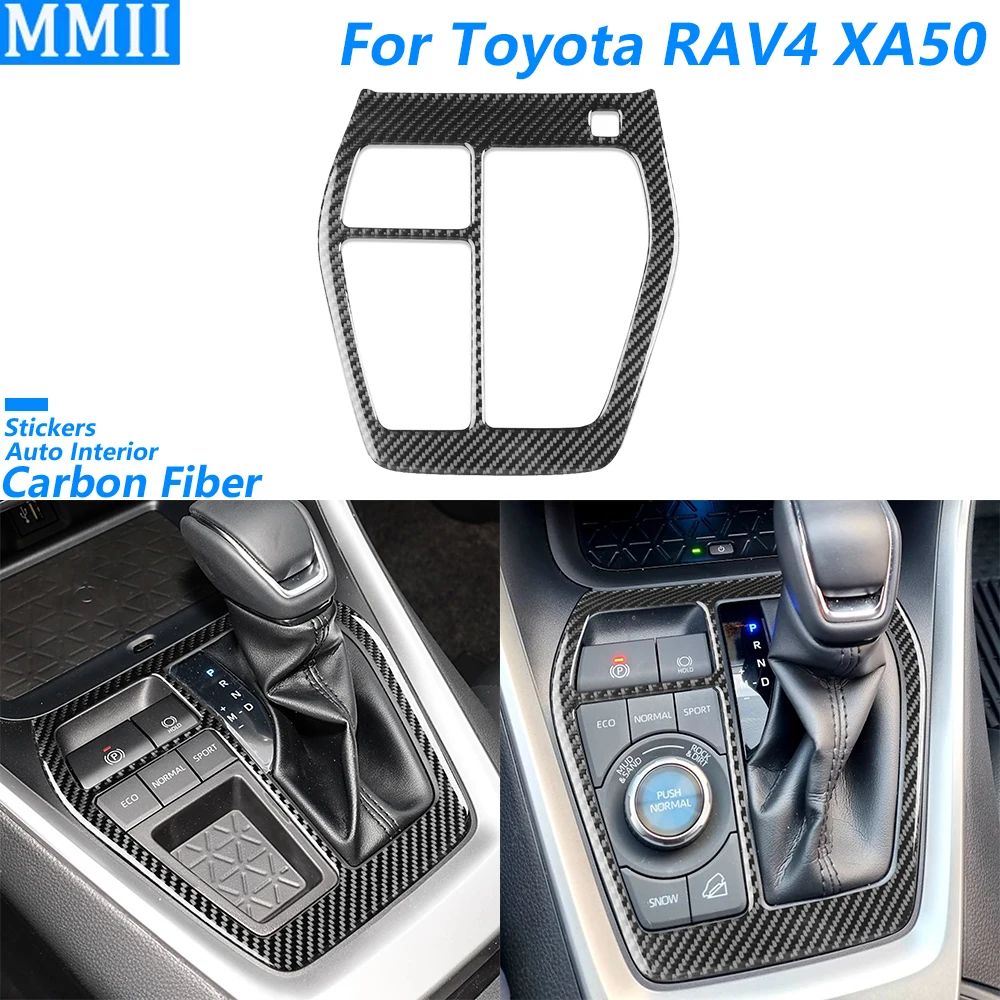 

For Toyota RAV4 XA50 2020-2024 Carbon Fiber Central Gear Shift Control Panel Decorative Cover Car Interior Accessories Sticker