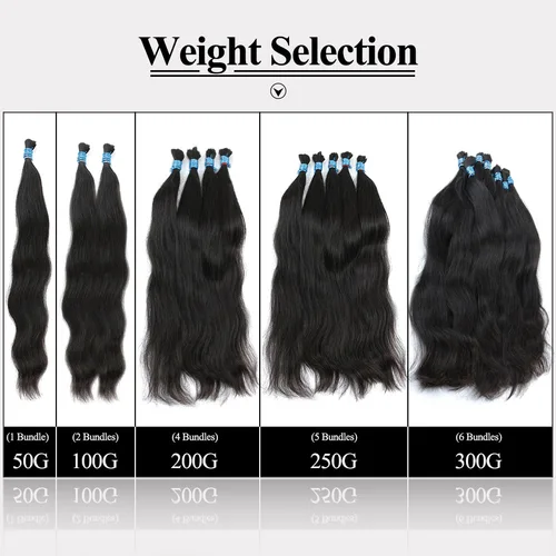 Imagen 2 del producto BHF cabello trenzado humano a granel sin trama 100% cabello humano Remy de Vietnam mechones rectos 100g extensiones de cabello trenzado Natural
