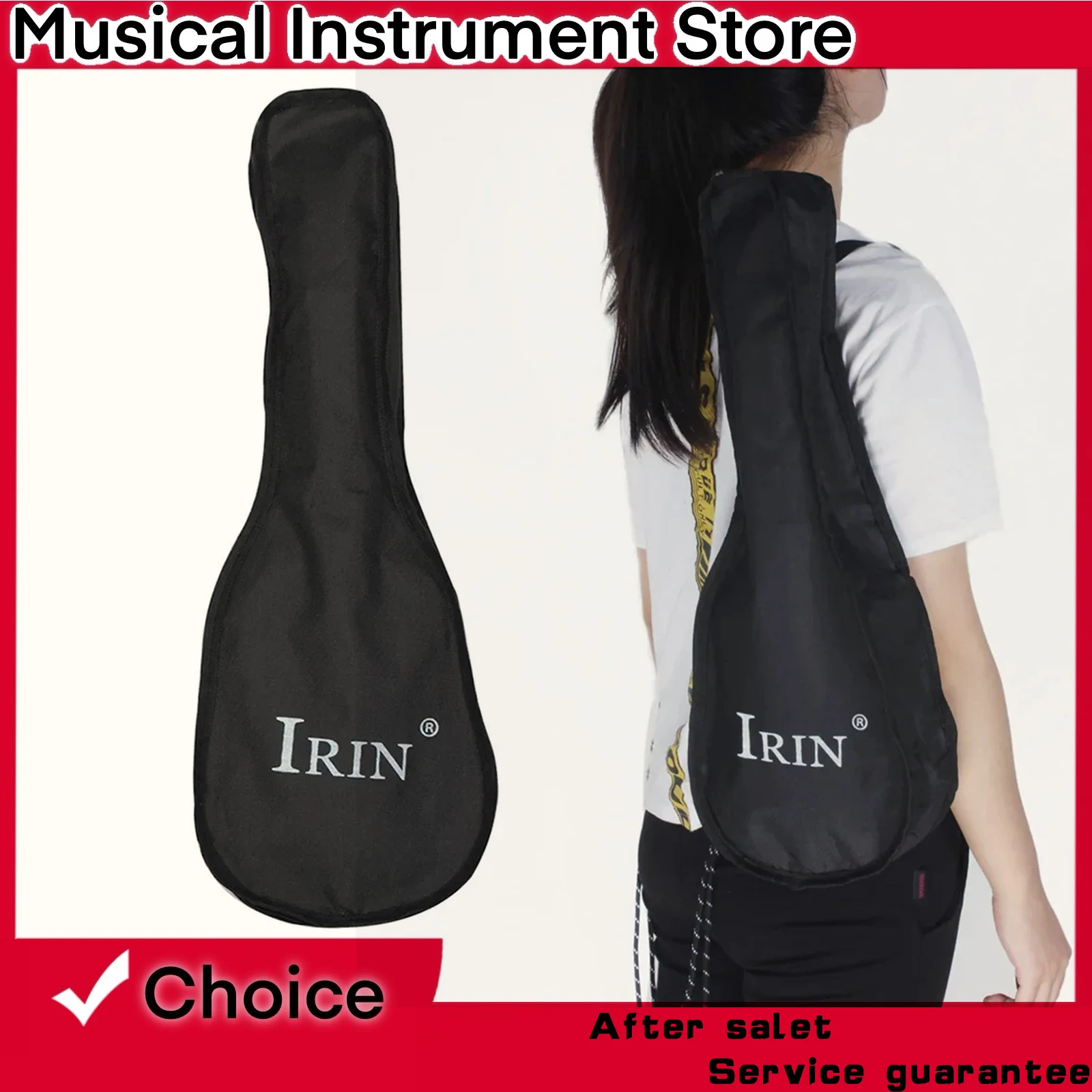 IRIN 21 Inch Ukulele Bag Soft Case Monolayer Bag Black Portable Durable Shoulder Backpack Padded Musical Instrument Accessory