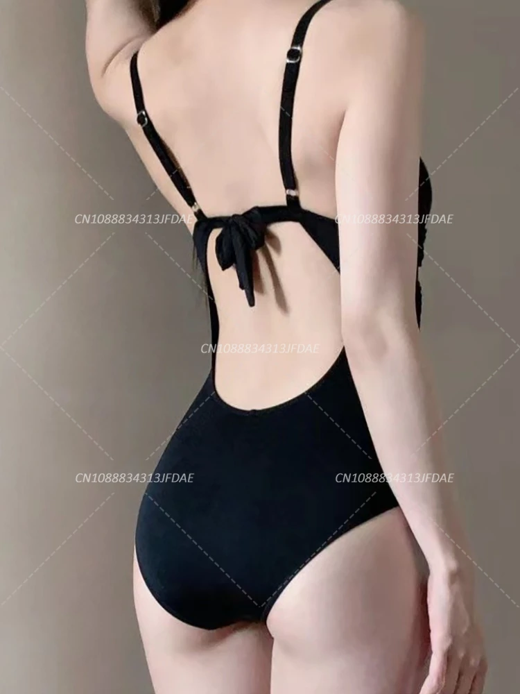 Elegant One-Piece Swimsuit for Women Summer Hot Springs Conservative Personality Retro Belly Covering Slimming Beach Gathered