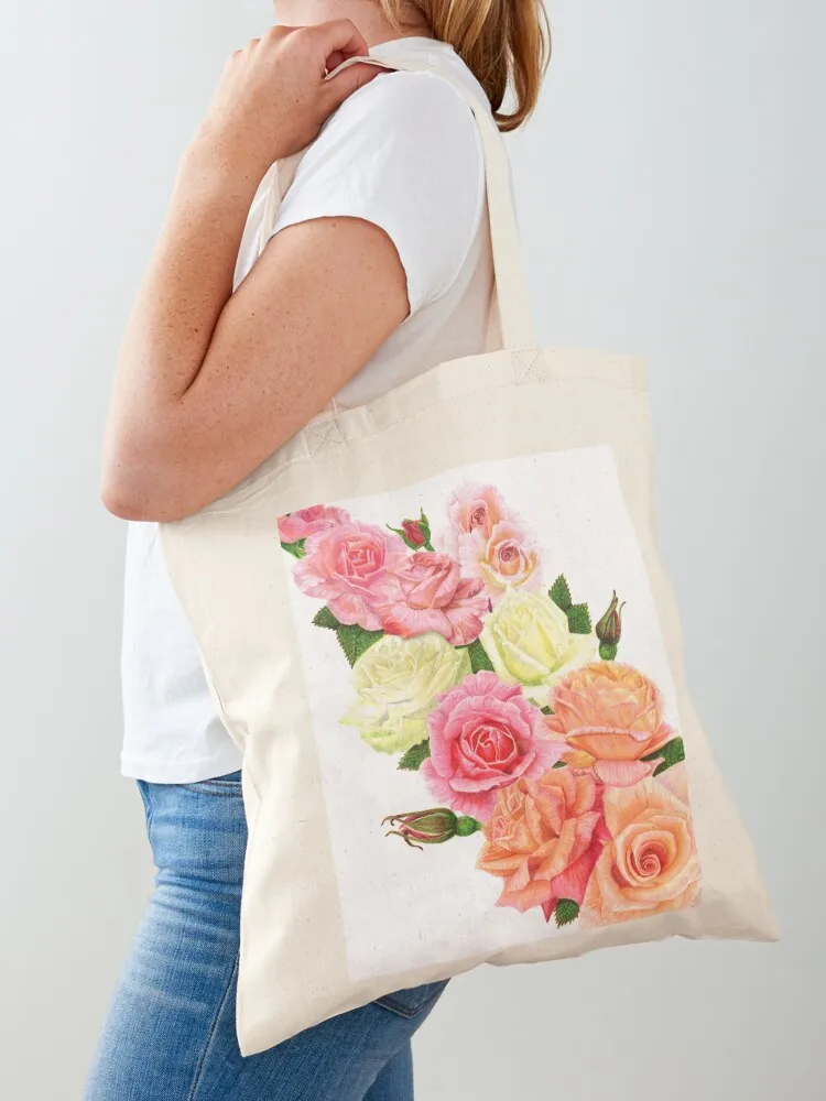 

Delicate Roses Tote Bag Women's shopper bag cloth bag woman personalized tote tote screen