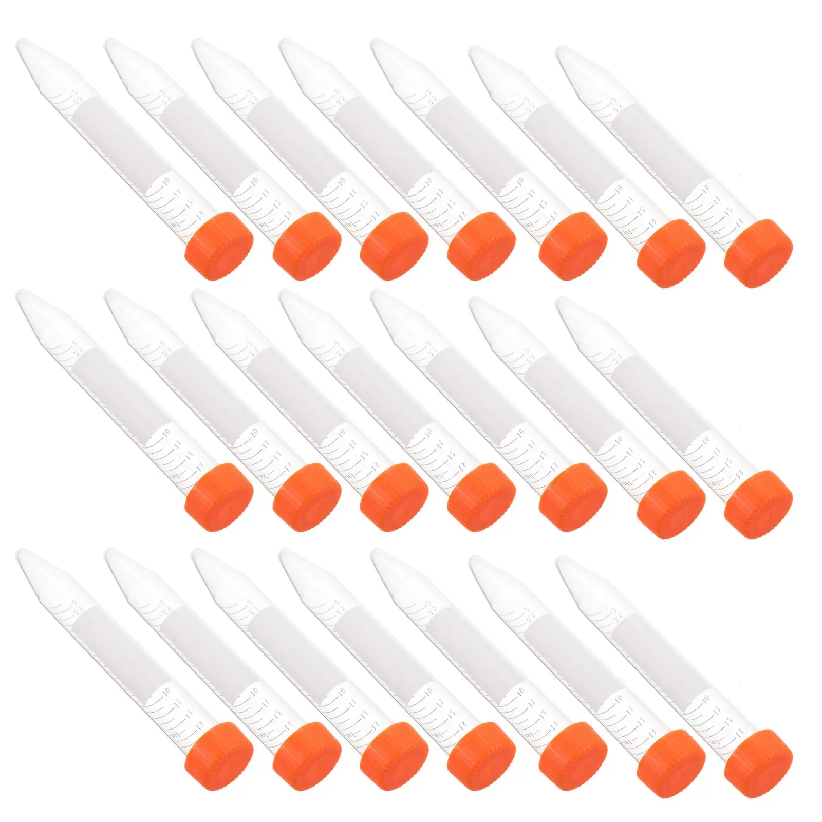 

25pcs 15ml Bottom Tubes Transparent Plastic Screw Cap Lab Testing Test Tube Sample Storage