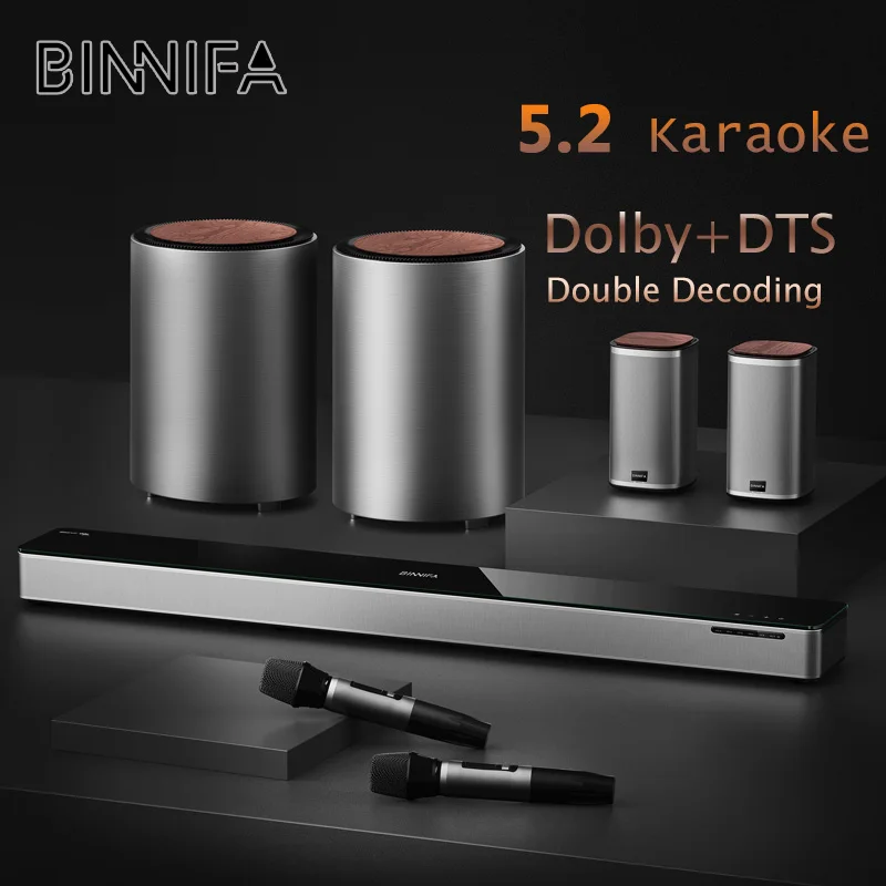 BINNIFA Home Audio Speaker MAX 7S 5.2 Dual Bass Surround Sound Subwoofer Theater Bluetooth Dolby DTS Decoding Dual Microphone