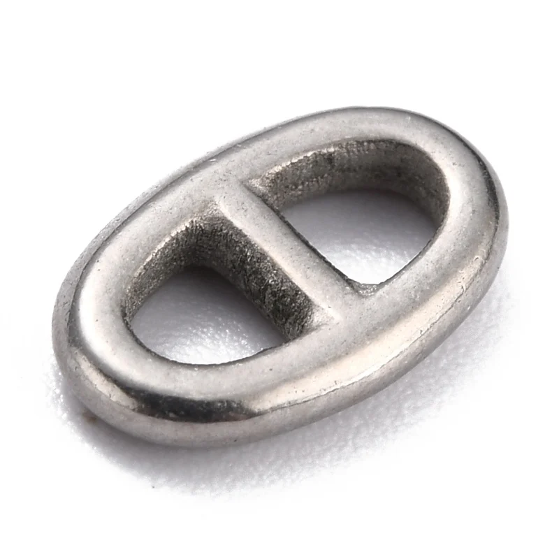 5pcs 304 Stainless Steel Connector Charms Navy Mesh Charms Marine Mesh Charms Oval Stainless Steel Color 10x6.5x1.8mm