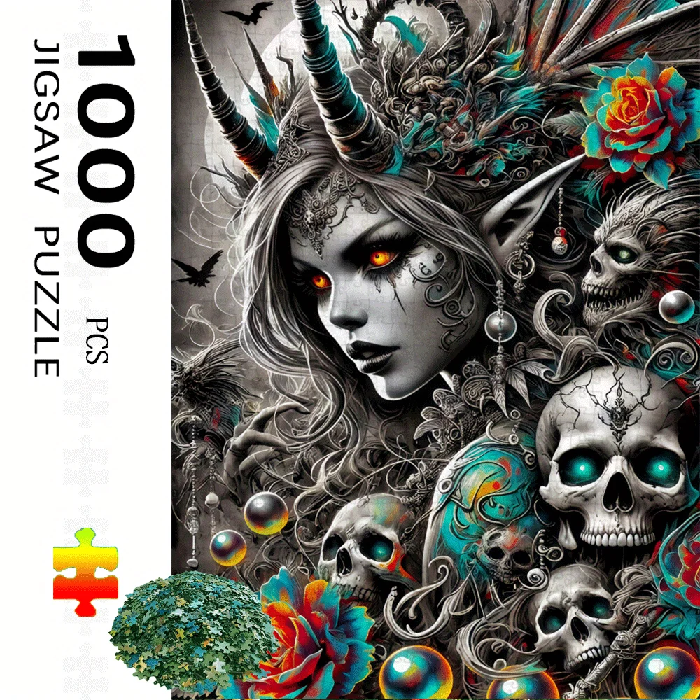 

50X70CM Adult 1000PCS Paper Jigsaw Puzzle Gothic Skull Stress Relief Entertainment Children Toy