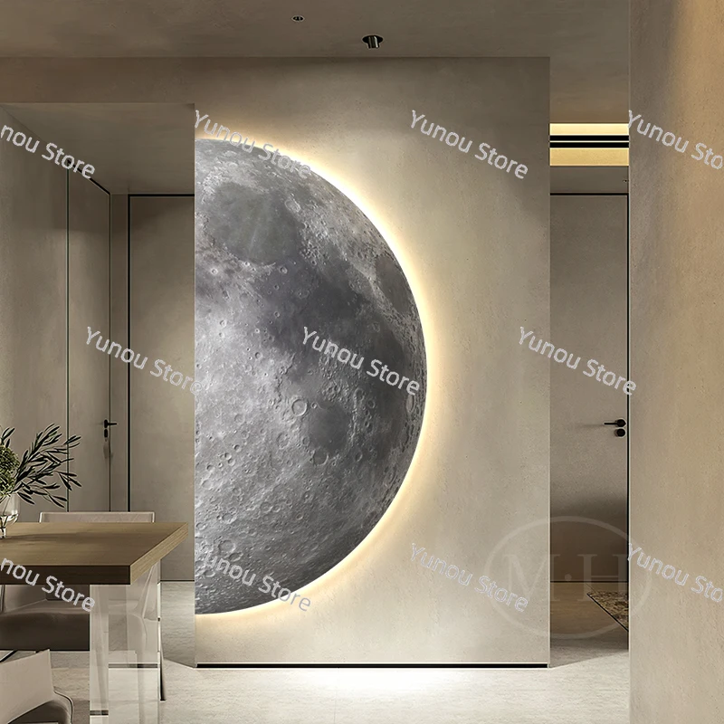 Moon Entrance Painting Abstract Texture LED Ambient Light Mural Modern Minimalist Corridor Corridor Hanging Painting