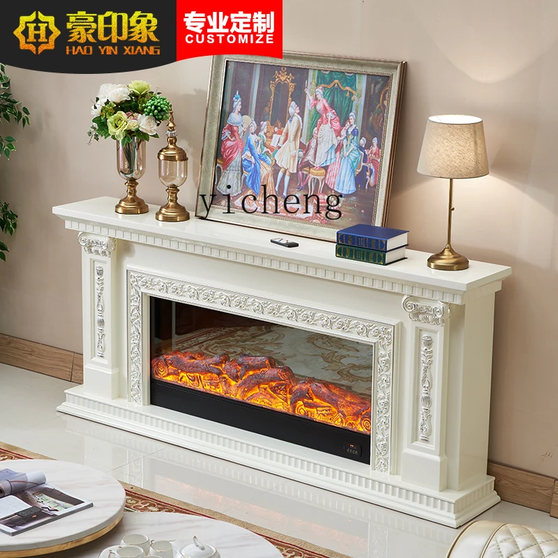 ZK Living Room Stove Curio Cabinet Simulation Flame Heating Fireplace Home Heater TV Cabinet Solid Wood