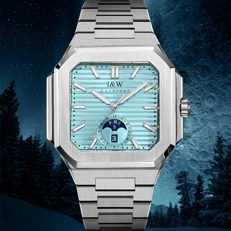 

Мужские механические деловые часы CARNIVAL, люксовые автоматические наручные часы для мужчин, водонепроницаемость 50М, 2026 Reloj Hombre
