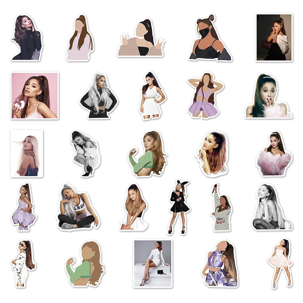 10/30/50pcs Singer Ariana Grande Stickers Laptop Guitar Luggage Skateboard Phone Bike Car Waterproof Cool Sticker Decal Kid Toys