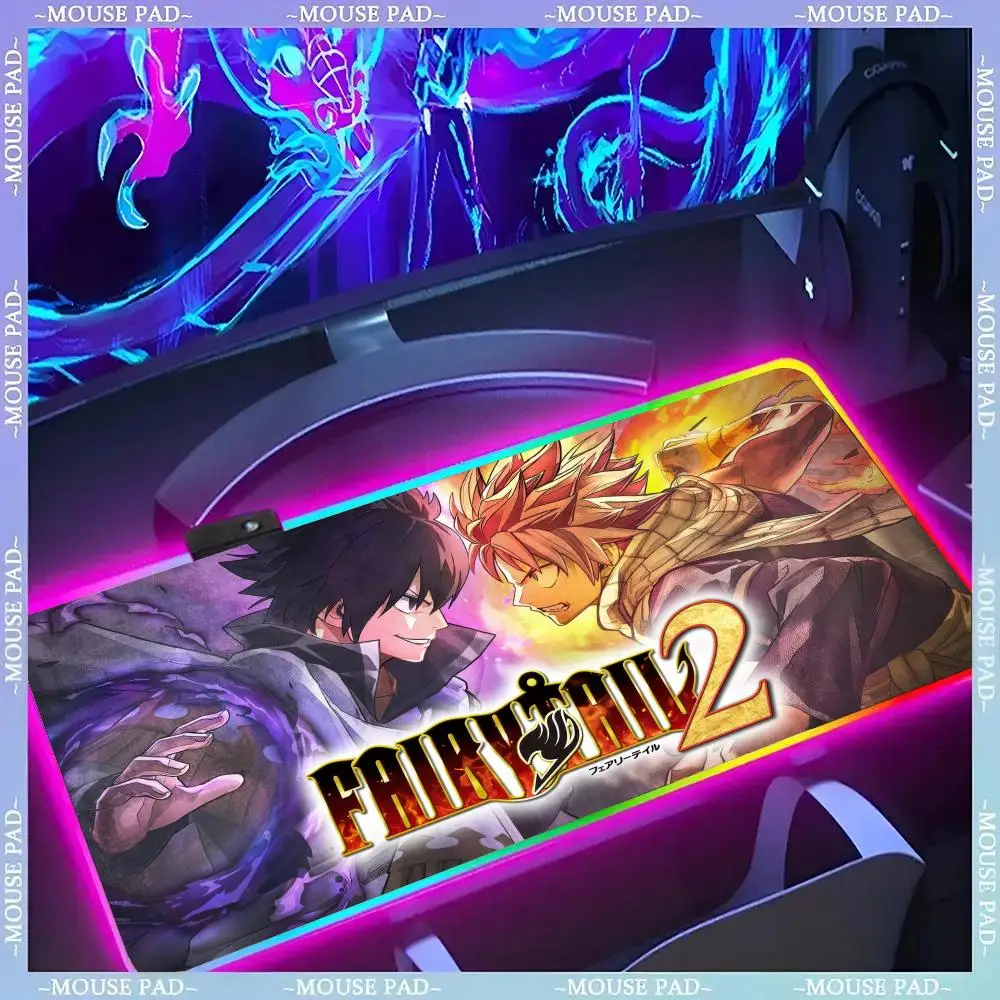 

F-Fairy Tail Mouse Pad Gamer Luminescence Led Mouse Pad Gaming Table Rgb Deskmat Keyboard Pc Mousepad