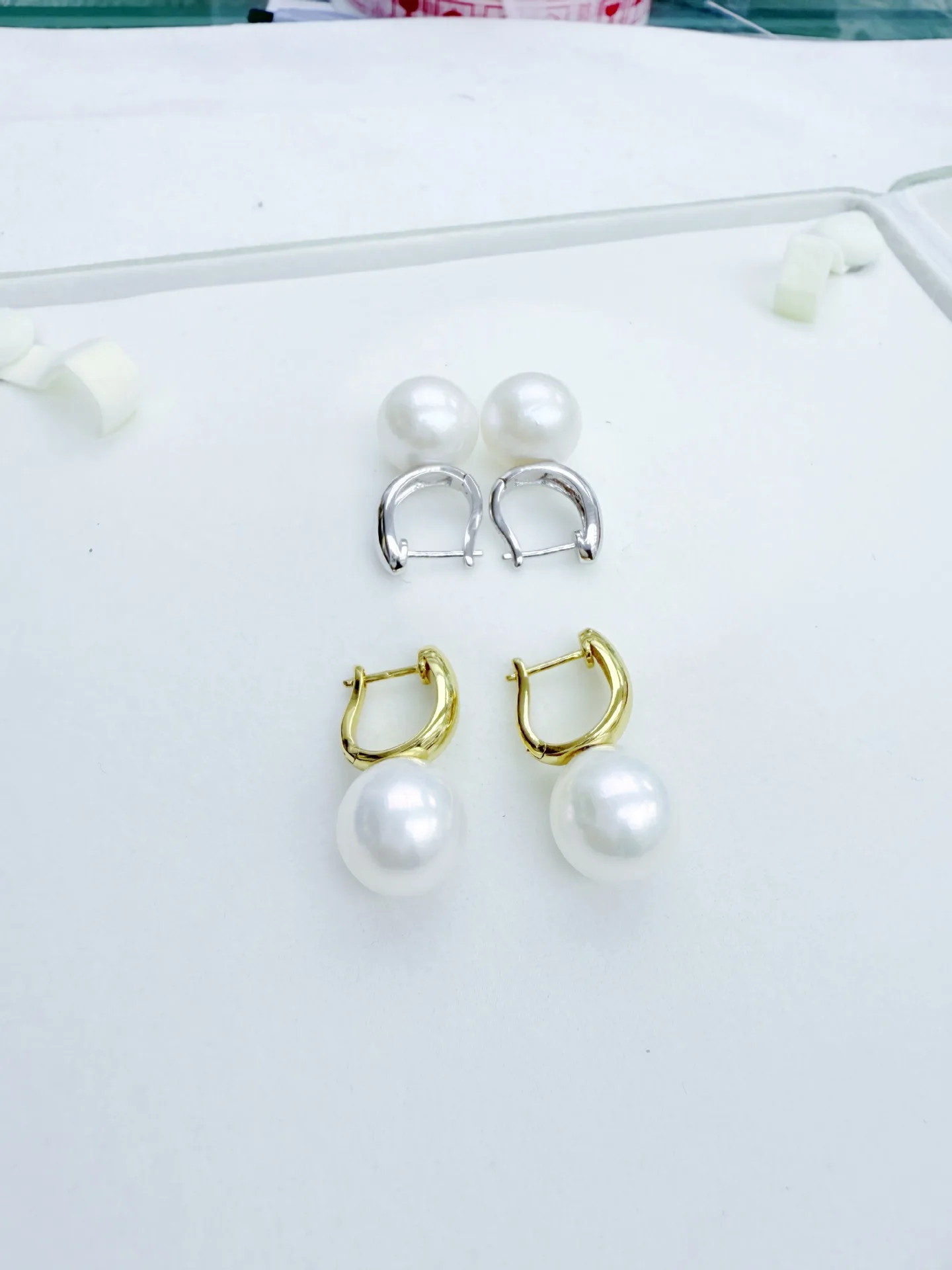 

AAAA++++ 9-10mm10-11mm 11-12mm 12-13mm 13-14mm Gorgeous Huge South Sea White ROUND pearl earring 925s... gift box