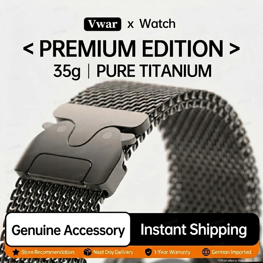 Bracelet Officiel en Titane Milanaise pour Apple Watch Ultra 3 2 49mm, Bracelet en Titane Pur Série 11 10 9 8 7 SE 3 2
