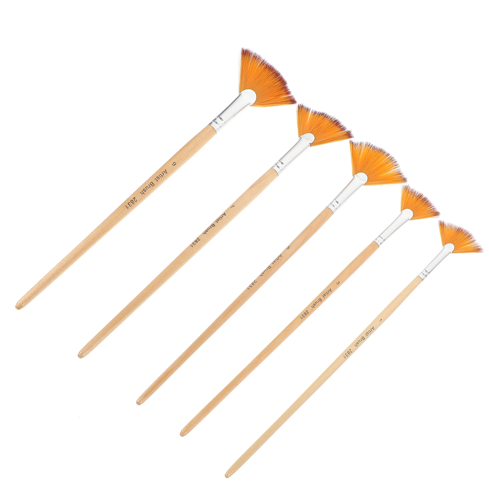 

5 Pcs Nylon Paintbrushes Comfortable Grip Smooth H Fan Shape Watercolor Acrylic Stencil Painting Brushes Portable Daily Use