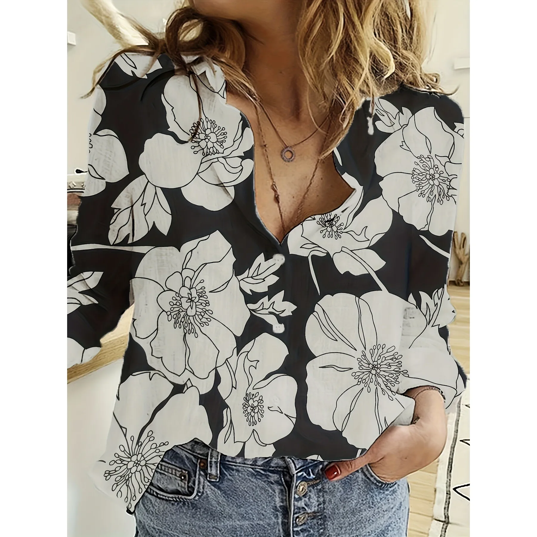 

Long Sleeve Linen Shirt Women's Fashion Spring Season Princess Sleeve Asymmetrical Hemline Shirt Other Style Other Fabric