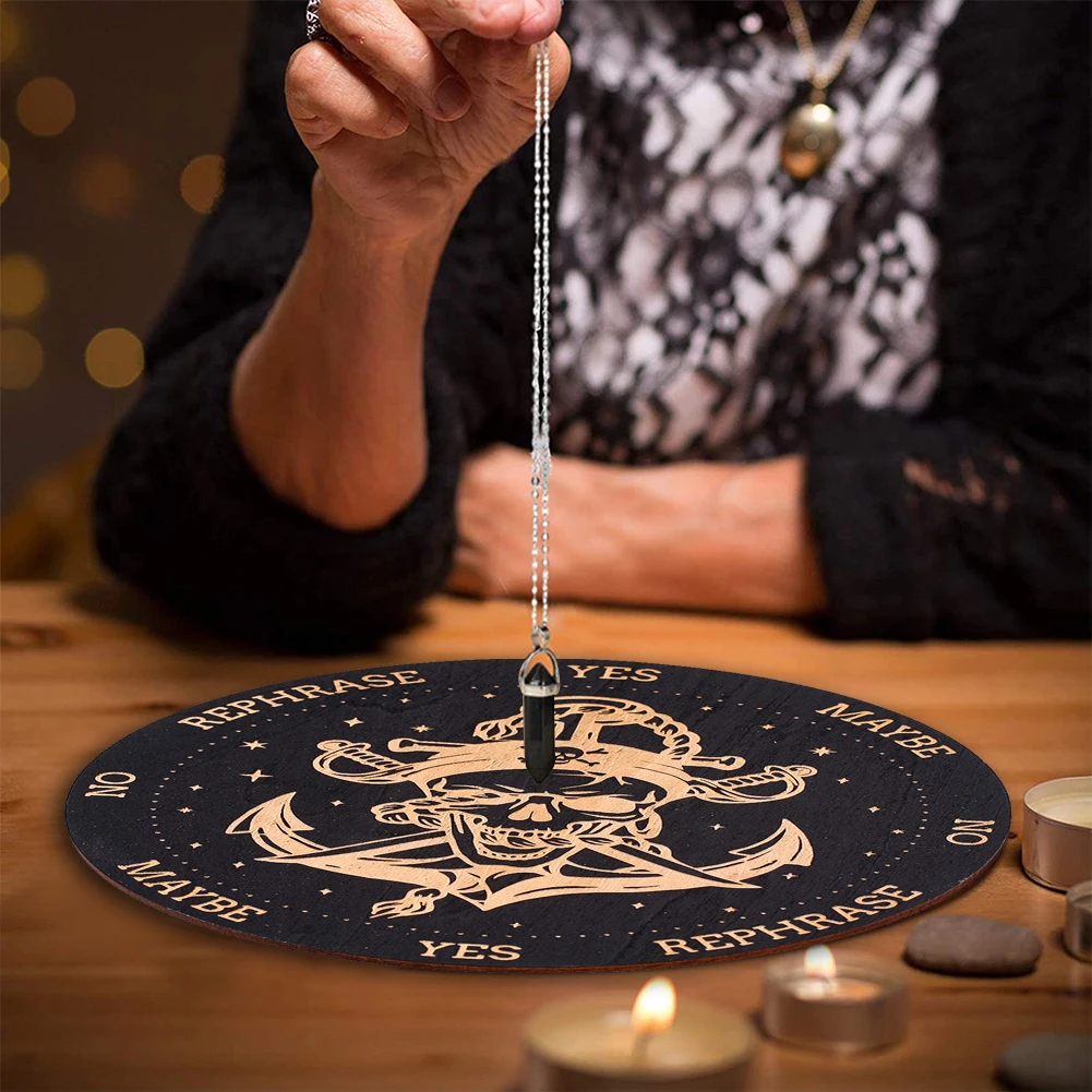 

Wooden Pendulum Mat Skull Divination Dowsing Board Metaphysical Message Plate Decision Props Witchcrafts Crafts Supplies