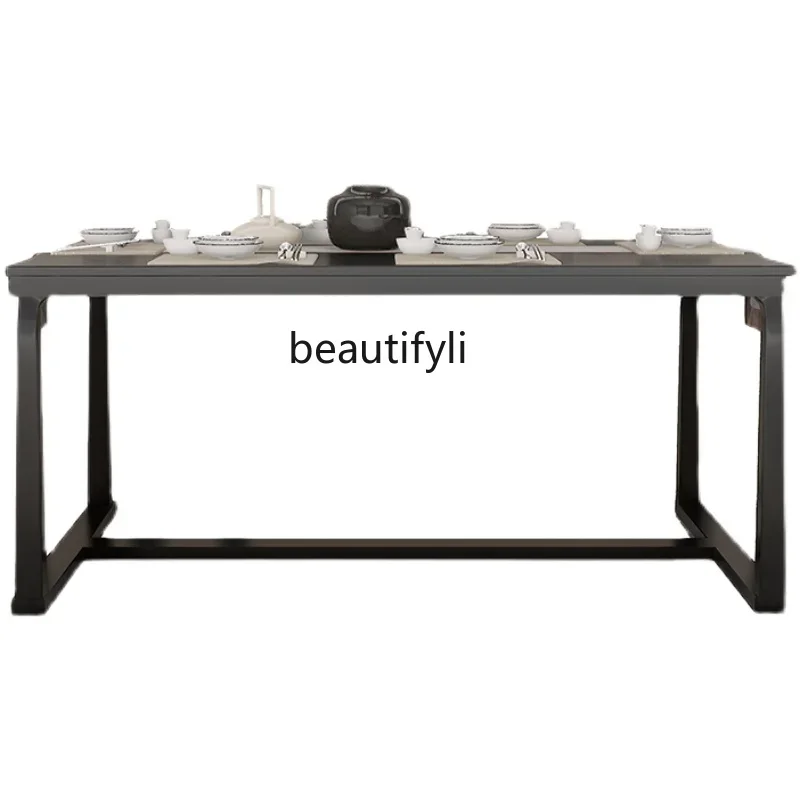 

VNew Chinese Style Dining Table Modern Villa Model House Solid Wood Dining Table Dining Tables and Chairs Combination