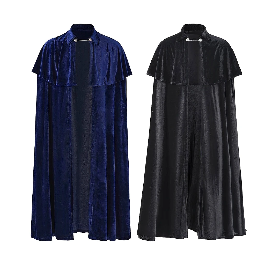 Mittelalterlicher Renaissance-Ritterkönig Umhang Phantom der Oper Kostüm Samt Blau Schwarz Cape Vampir Bühnenkostüm für Erwachsene