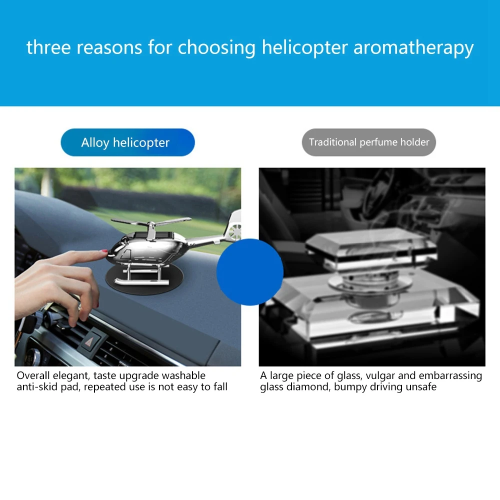 Dashboard Creative Car Aromatherapy Alloy Solar Rotatable Helicopter Car Interior Aromatherapy Decoration