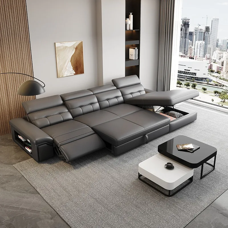 Leather Art Functional Sofa Modern Simple Multifunctional Storage Sofa Bed