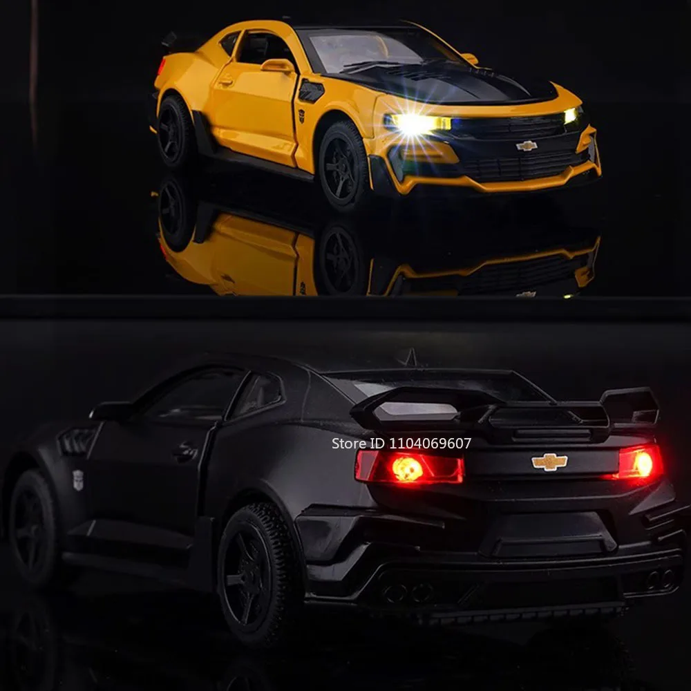รถของเล่นจำลอง Camaro Mustang GT500 อัตราส่วน 1:32 ผลิตจากโลหะผสม สามารถเปิดประตูได้ พร้อมเสียงและไฟ ของตกแต่ง ของขวัญคริสต์มาส