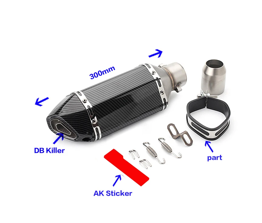 51mm Motorcycle Muffler Ak Exhaust Escape End Tail Silencer Pipe Pot DB Killer for CB400 Ninja250 MT09 Z800 R3 R25 MT07 z250 view 4